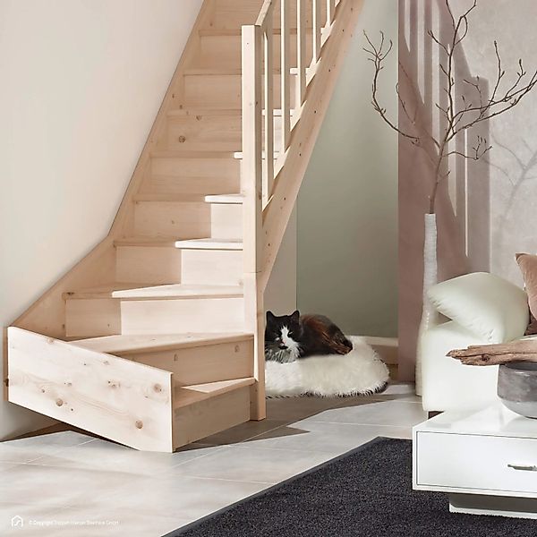 Treppen Intercon Holztreppe Casablanca Raumspartreppe Fichte Naturbelassen günstig online kaufen
