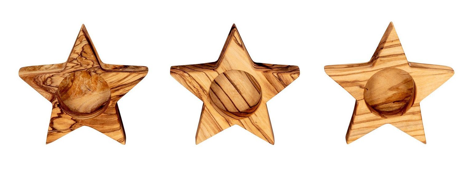 Levandeo® Teelichthalter, 3er Set Teelichthalter Olivenholz günstig online kaufen