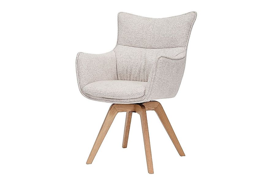 riess-ambiente Drehstuhl VOGUE beige/natur- Strukturstoff, Eichenholz, 360° günstig online kaufen
