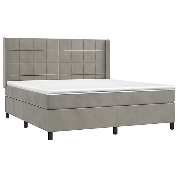 vidaXL Boxspringbett mit Matratze & LED Hellgrau 180x200 cm Samt 3139577 günstig online kaufen