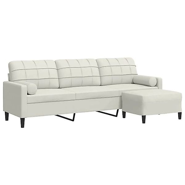 vidaXL 3-Sitzer-Sofa mit Hocker Creme 210 cm Samt 3278285 günstig online kaufen