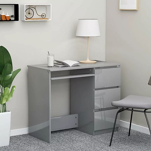 Schreibtisch Hochglanz-grau 90 X 45 X 76 Cm Spanplatte günstig online kaufen