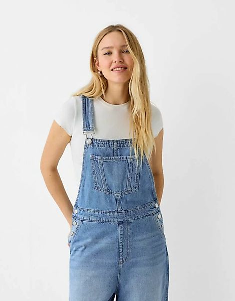 Bershka Workwear-Latzhose Aus Denim Damen M Ausgewaschenes Blau günstig online kaufen