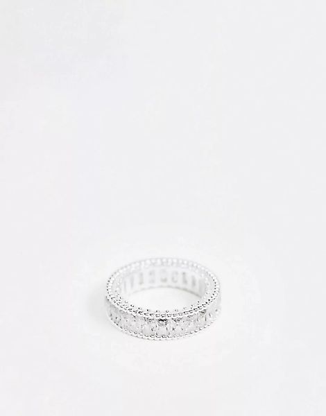 ASOS DESIGN – Silberfarbener Ring mit eckigen Zirkonsteinen günstig online kaufen