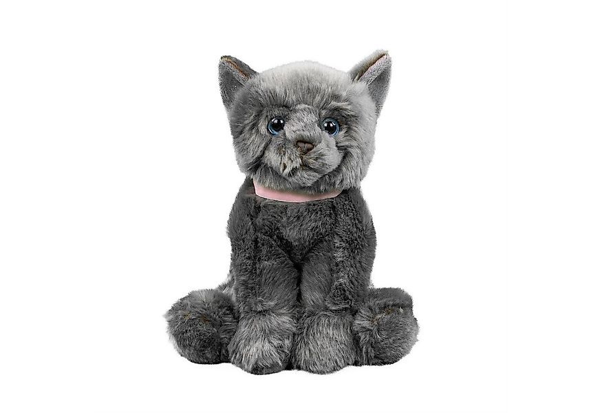 Teddys Rothenburg Kuscheltier Katze mit Halsband sitzend grau/rosa 25 cm St günstig online kaufen