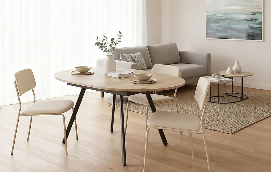 B&D home Esstisch TILL, Metallgestell schwarz oder weiß, ausziehbar 120-160 günstig online kaufen