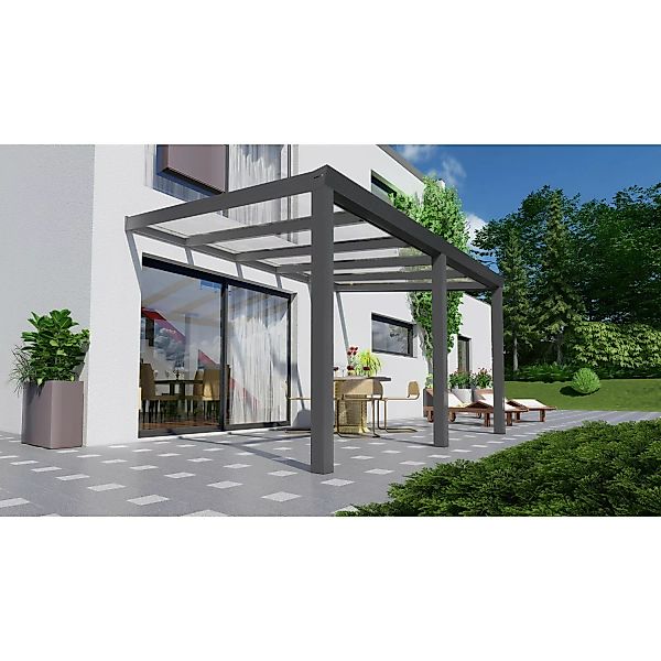 Terrassenüberdachung Professional 400 cm x 300 cm Anthrazit Struktur Glas günstig online kaufen