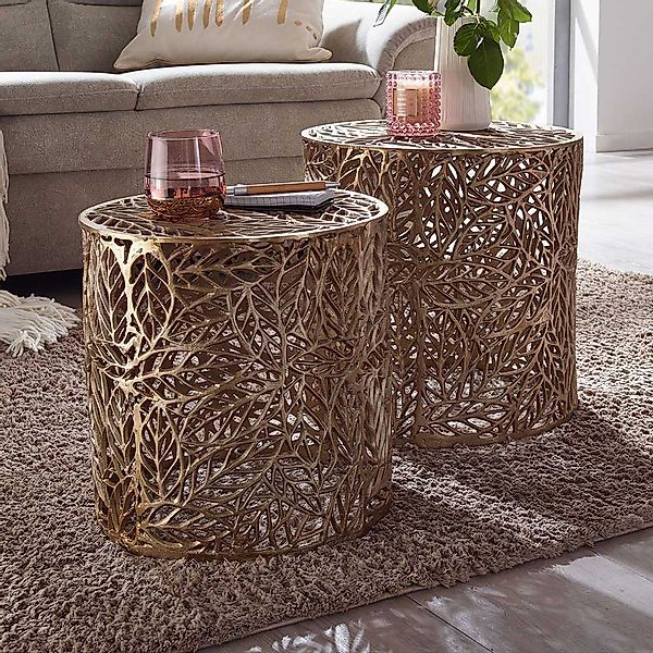 Beistelltisch 2er Set Gold aus Aluminium modernem Design (zweiteilig) günstig online kaufen