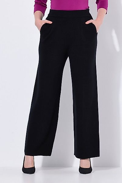 Ulla Popken Funktionshose Strickhose Bügelfalte weites Bein Elastikbund günstig online kaufen