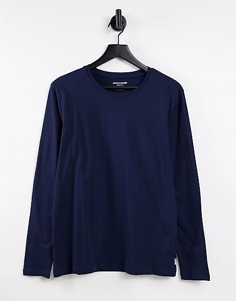 Jack & Jones Essentials – Langärmliges Shirt in Navy-Marineblau günstig online kaufen