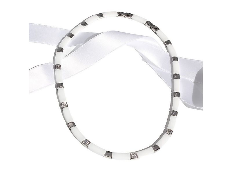 ELLAWIL Collier Klassisches Basic Collier aus Keramik und Edelstahl Weiß/Si günstig online kaufen