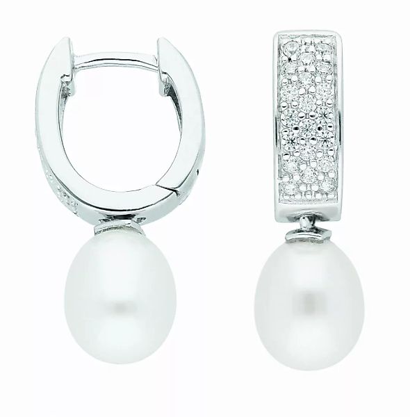 Adelia´s Paar Ohrhänger "925 Silber Ohrringe Creolen mit Zirkonia Ø 11,5 mm günstig online kaufen