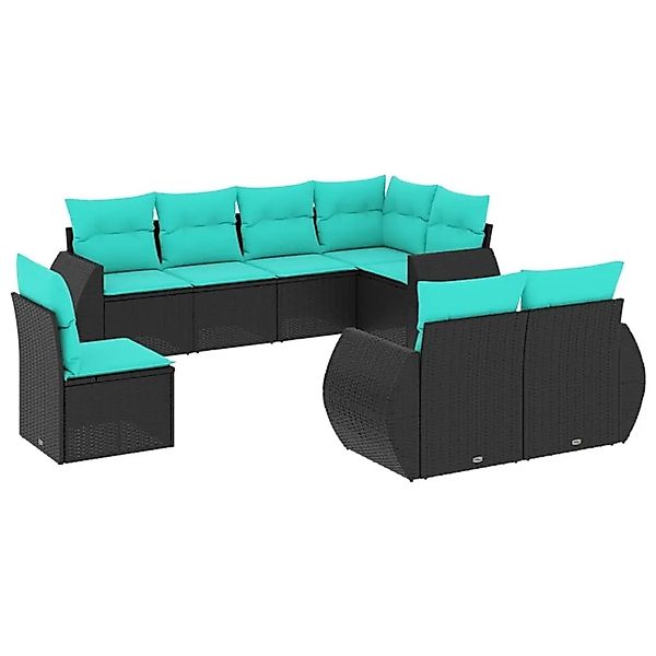 vidaXL 8-Tlg Gartensofa-Set mit Kissen Schwarzes Polyrattan 3221636 günstig online kaufen