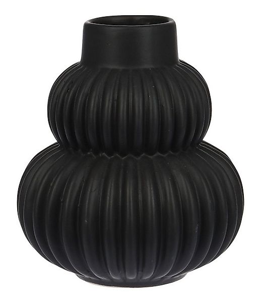 ZauberDeko Dekovase Vase Schwarz Geriffelt zwei Rundungen Tischdeko Porzell günstig online kaufen