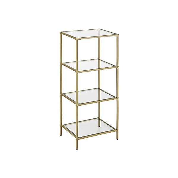 Vasagle Standregal 4 Ablagen Hartglas 30 cm x 40 cm x 95 cm Gold günstig online kaufen