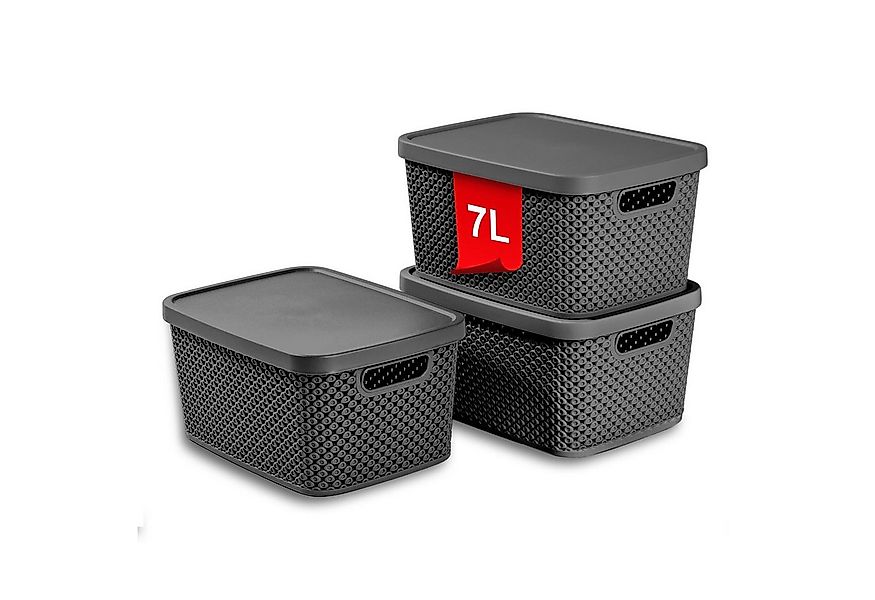 astor24 Aufbewahrungsbox 3er Set Aufbewahrungskorb mit Deckel Box Kiste Reg günstig online kaufen