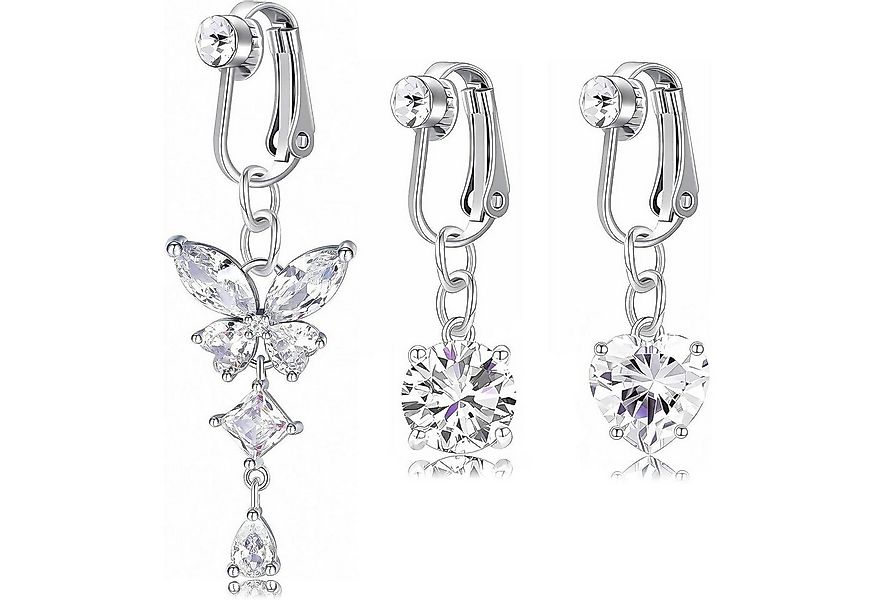 LOYEBOHU Bauchnabelpiercing-Set 3er Set Fake Bauchnabelpiercing Silber Zirk günstig online kaufen