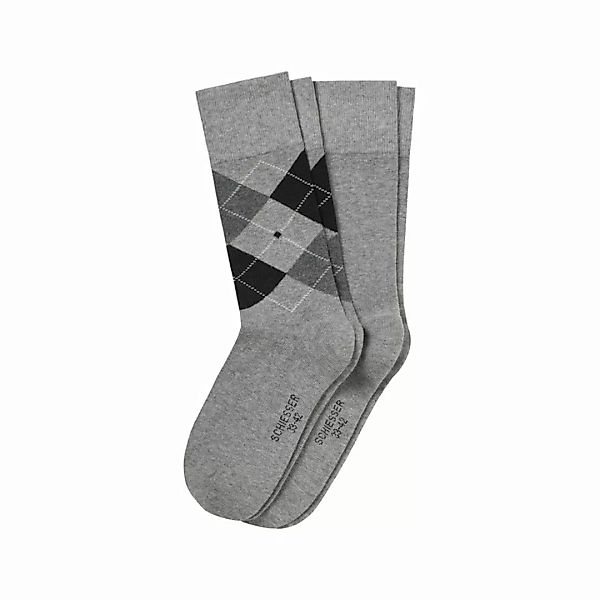 SCHIESSER Herren Socken 2er PACK, Cotton Fit, Uni/Argyle-Karomuster, Größe günstig online kaufen