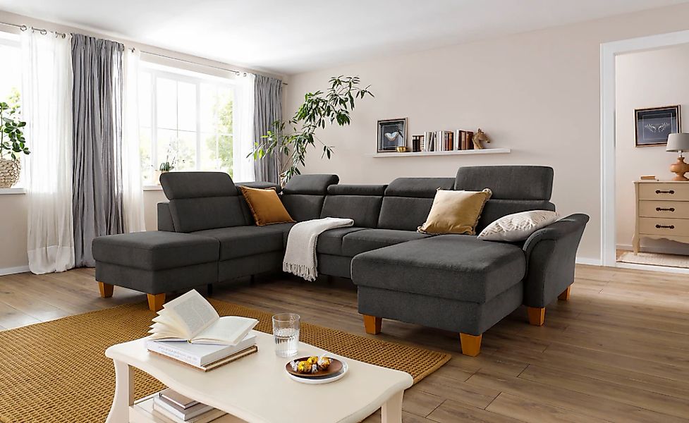 Home affaire Wohnlandschaft "Conville U-Form" Kopfteilverstellung wahlweise günstig online kaufen
