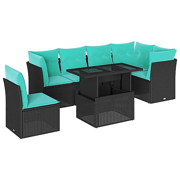 vidaXL 6-Tlg Garten-Sofagarnitur mit Kissen Schwarz Poly Rattan 3326617 günstig online kaufen