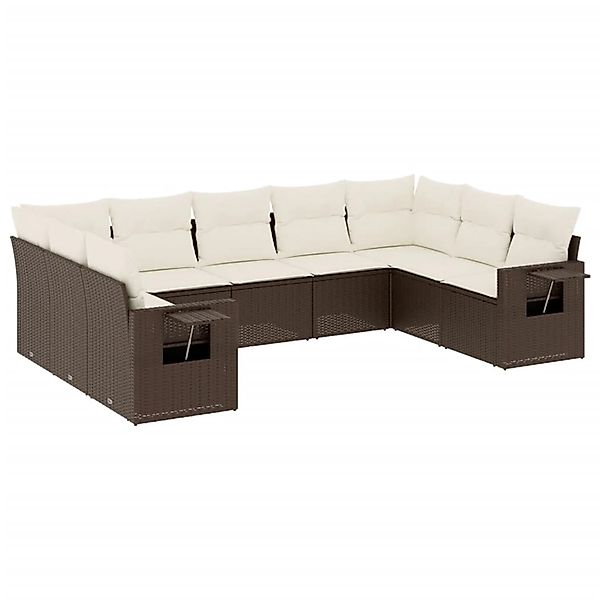 vidaXL 9-Tlg Garten-Sofagarnitur mit Kissen Braun Poly Rattan 3252940 günstig online kaufen