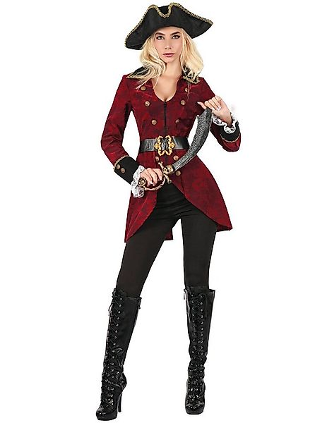 JADEO Kostüm Piratenverkleidung für Damen rot-schwarz-goldfarben günstig online kaufen