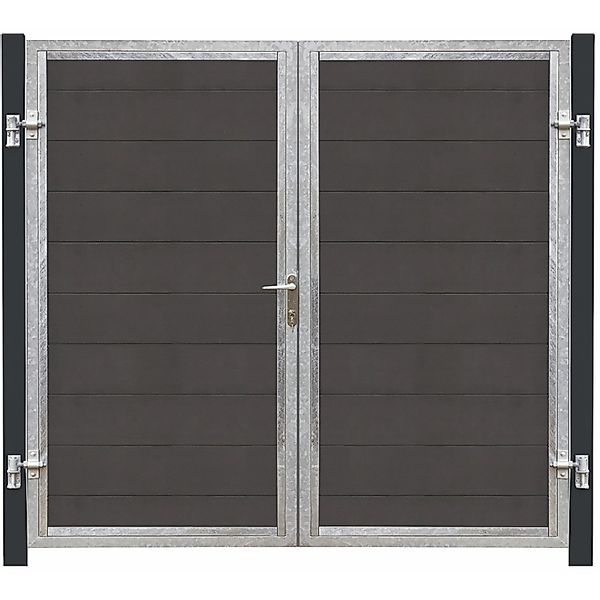 Doppeltor Futura WPC Schiefergrau DIN L 213 cm x 180 cm Pfosten grauschwarz günstig online kaufen