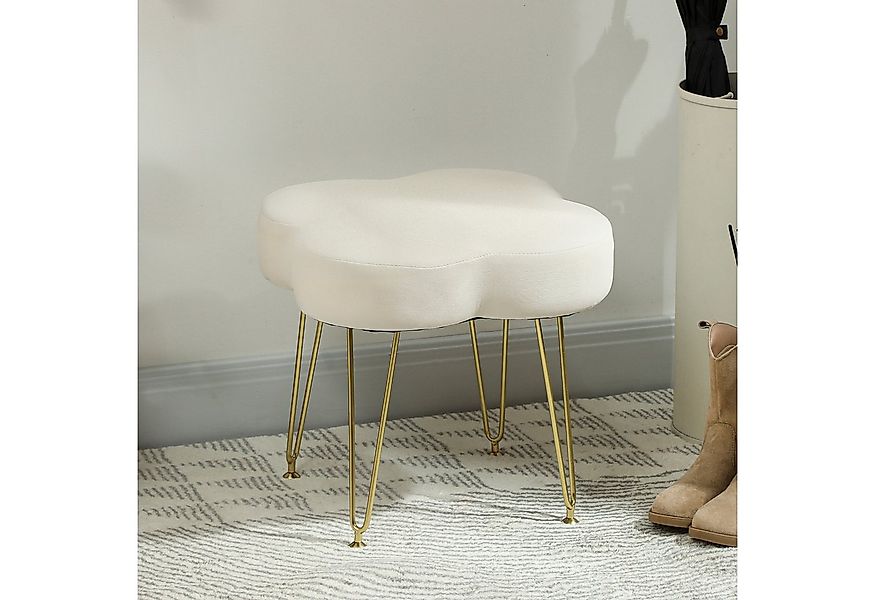 HOMCOM Fußhocker Sitzhocker in Kleeblattform mit Stahlbeinen (Polsterhocker günstig online kaufen