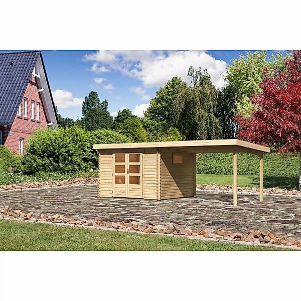 Karibu Holz-Gartenhaus Jeebel 3 Natur Pultdach Unbehandelt 282 cm x 282 cm günstig online kaufen