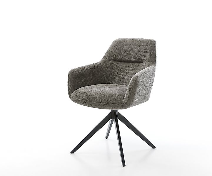 Drehstuhl Pejo-Flex Bouclé Soft Schlamm Kreuzgestell breit Schwarz 360° dre günstig online kaufen