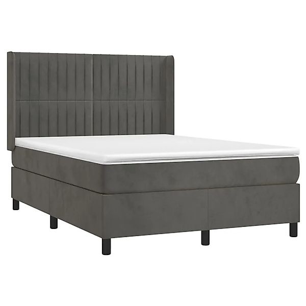 vidaXL Boxspringbett mit Matratze & LED Dunkelgrau 140x200 cm Samt 3139686 günstig online kaufen