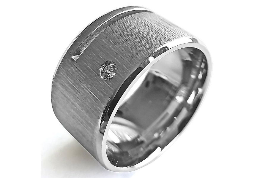 viva-adorno Fingerring Herren Edelstahl Ring Breit XL Zirkonia Oberfläche m günstig online kaufen