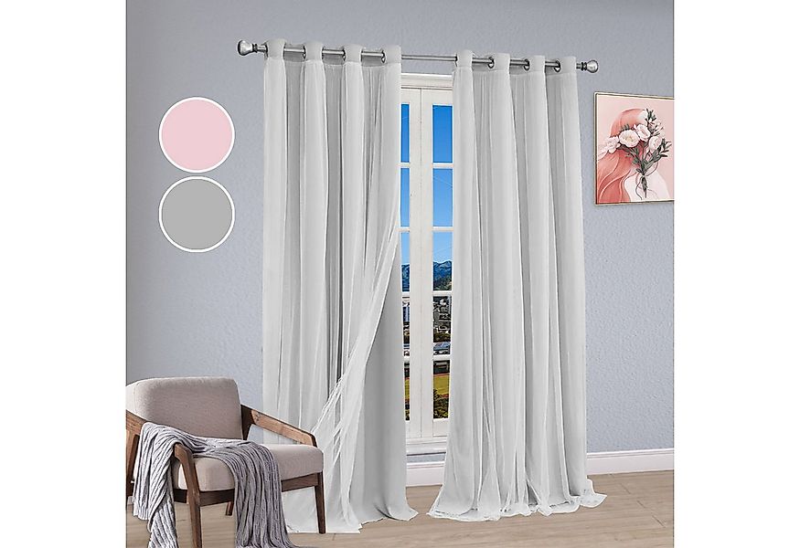 Rosnek Gardine Doppellagige Verdunklungsvorhänge mit Voile, für Kinderzimme günstig online kaufen