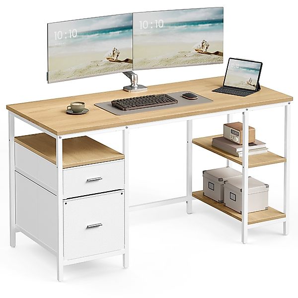 VASAGLE Schreibtisch Computertisch, Bürotisch, mit 3 günstig online kaufen
