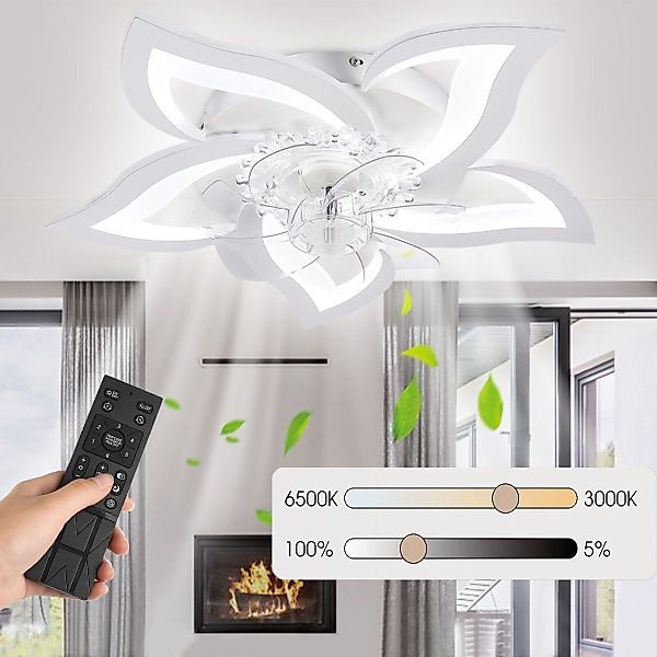 oyajia Deckenventilator 85W Deckenleuchte Dimmbar, Leise günstig online kaufen
