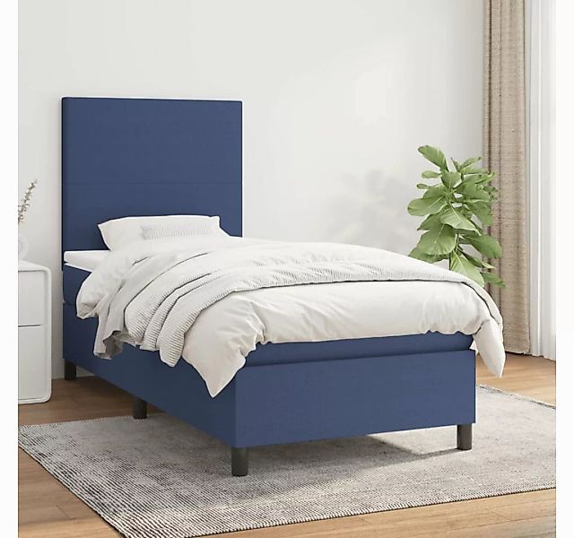 vidaXL Boxspringbett, Boxbett mit Matratze Blau 90x190 cm Stoff günstig online kaufen