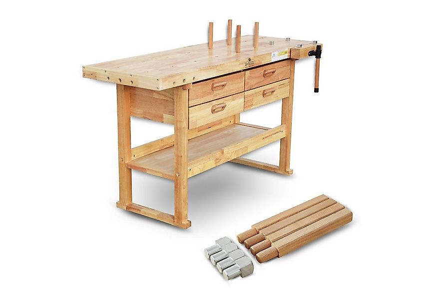 BAMATO Hobelbank WORK-1640, (1-tlg), 1x Spannzange, 8x Bankhaken, Massivhol günstig online kaufen