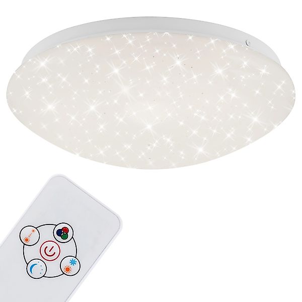 Brilo LED Deckenleuchte Moon RGB+W Dimmbar Fernbedienung 26 cm Weiß günstig online kaufen