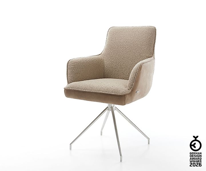 Drehstuhl Heira-Flex mit Armlehnen Materialmix Schlamm Kreuzgestell konisch günstig online kaufen