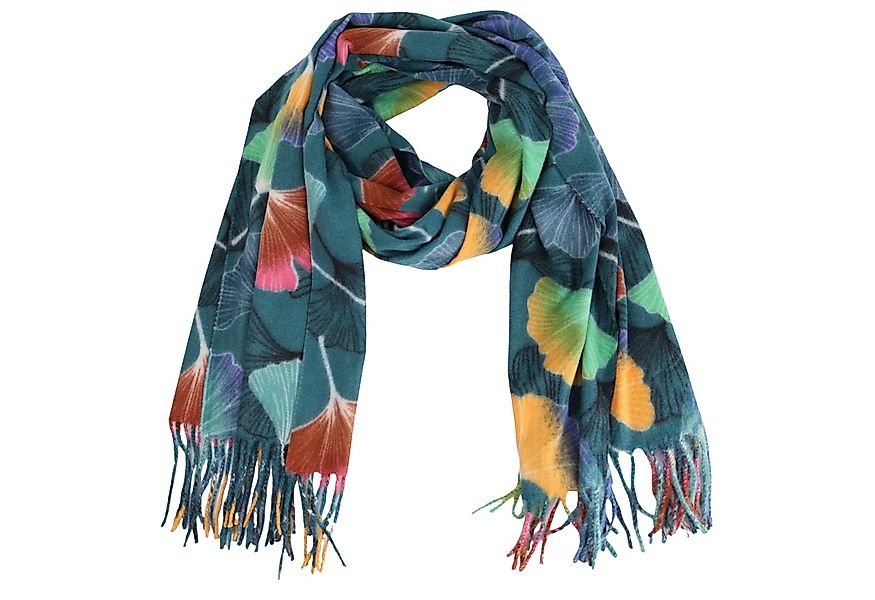 MIRROSI Modeschal weicher und warmer Schal Gingkoblatt mit Fransen, 70x180c günstig online kaufen