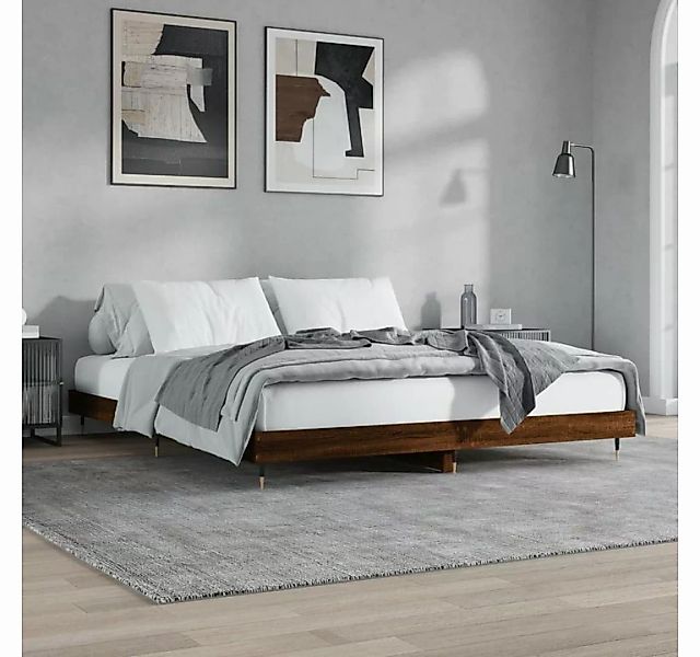 furnicato Bett Bettgestell Braun Eichen-Optik 160x200 cm Holzwerkstoff günstig online kaufen