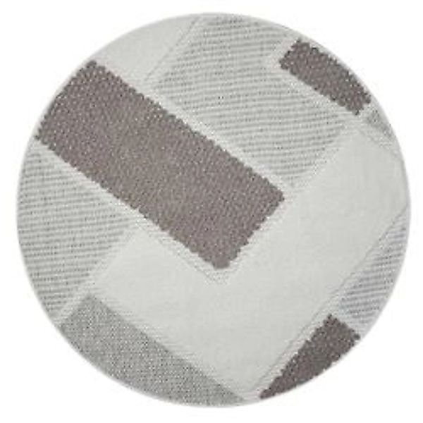 payé Teppich Linda 77 Kurzflor Rund 160x160 cm Beige Geo-Muster günstig online kaufen