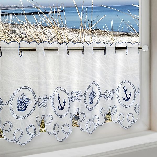 Delindo Lifestyle Scheibengardine "ANKER SEGELSCHIFF" Stangendurchzug 1 Stk günstig online kaufen