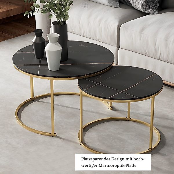 G-LEAF Couchtisch Beistelltisch-Set mit platzsparendem Nesting-Design günstig online kaufen