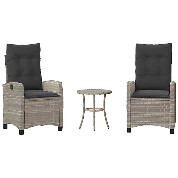 vidaXL 3-Tlg Bistro-Set mit Kissen Hellgrau Poly Rattan 365230 günstig online kaufen