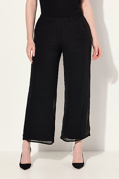 Ulla Popken Schlupfhose Chiffonhose doppellagig weites Bein Elastikbund günstig online kaufen