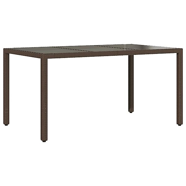vidaXL Gartentisch mit Glasplatte Braun 150x90x75 cm Poly Rattan 365534 günstig online kaufen