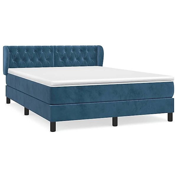 vidaXL Boxspringbett mit Matratze Dunkelblau 140x190 cm Samt1466951 günstig online kaufen