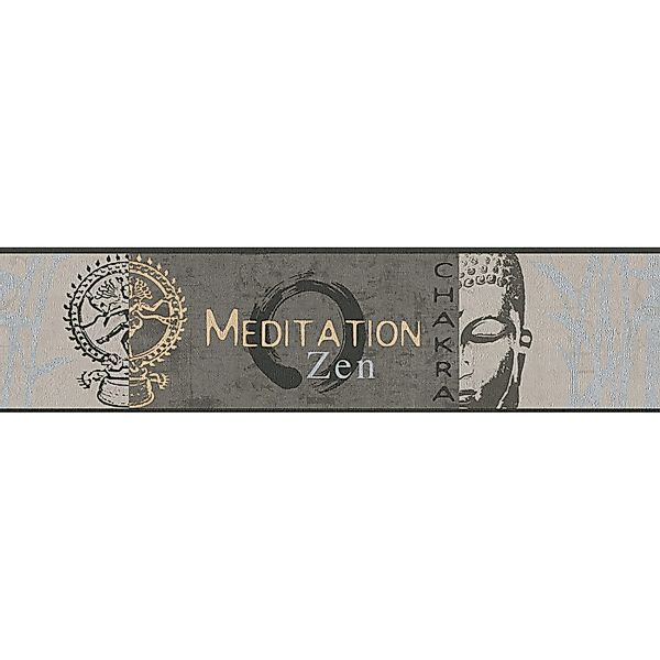 Bricoflor Zen Tapeten Bordüre Wellness Tapetenbordüre mit Buddha und  Schri günstig online kaufen
