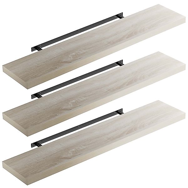 Wandregal Schweberegal 110cm 3er-Set Eiche + Halterung günstig online kaufen